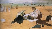 Edouard Manet On the beach,Boulogne-sur-Mer France oil painting reproduction